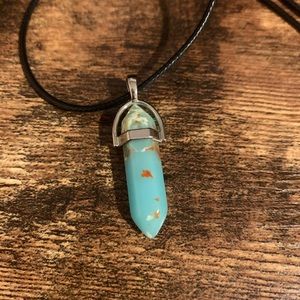 NWT Light Blue with Red Specks Crystal Necklace